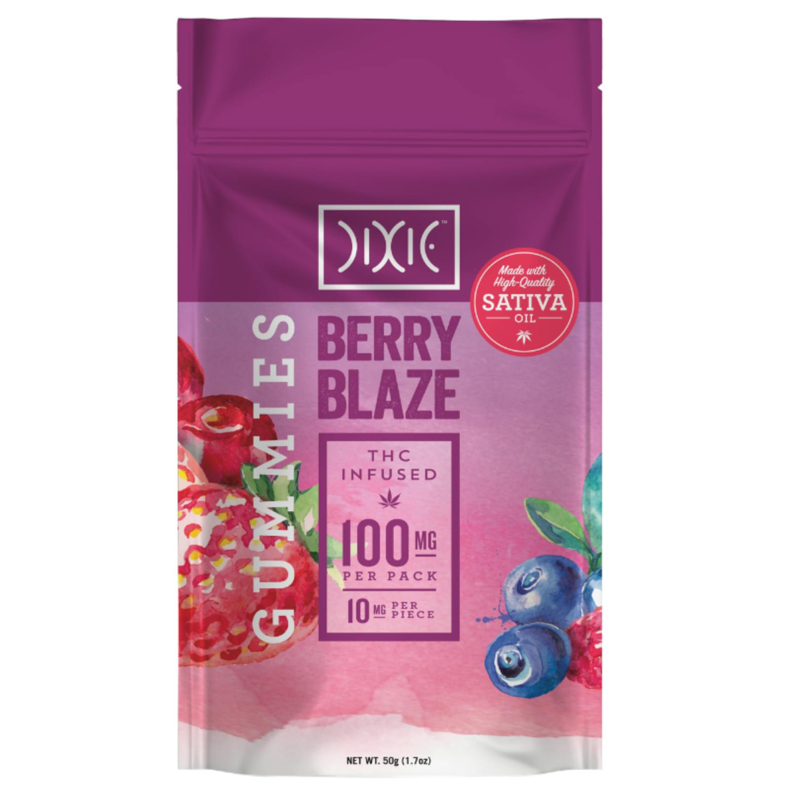 Dixie Brands Berry Blaze Gummies 100mg 10pack Leafly